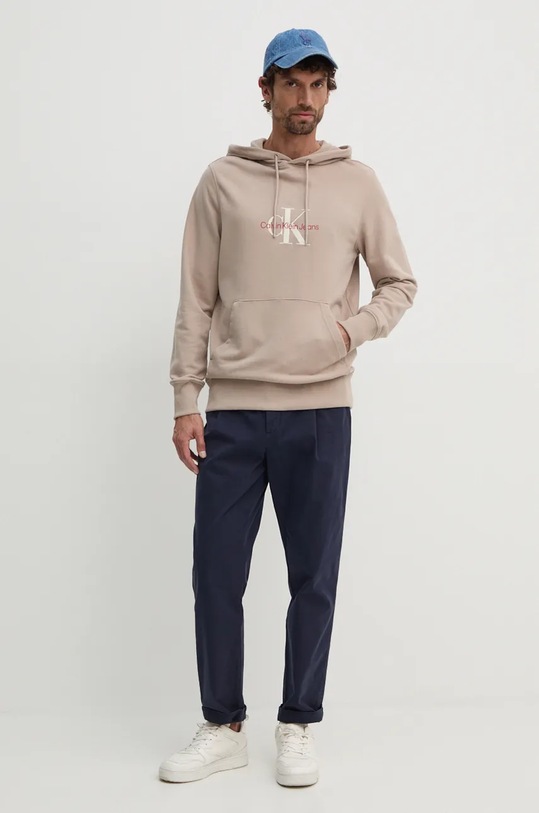 Bavlněná mikina Calvin Klein Jeans J30J326875 béžová AW24