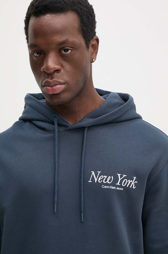 Βαμβακερή μπλούζα Calvin Klein Jeans σκούρο μπλε J30J326876