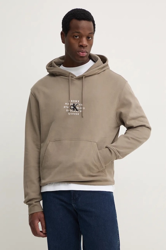 Calvin Klein Jeans bluza bawełniana nadruk beżowy J30J326879