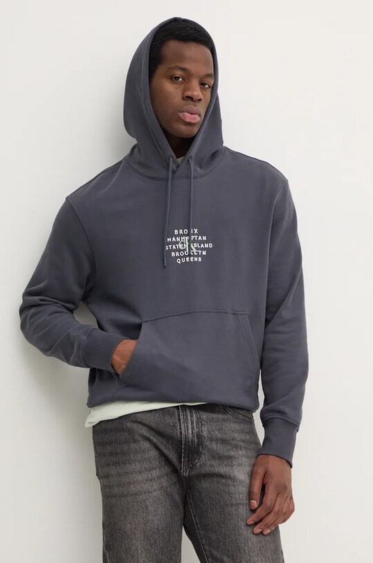 Бавовняна кофта Calvin Klein Jeans з капюшоном сірий J30J326879