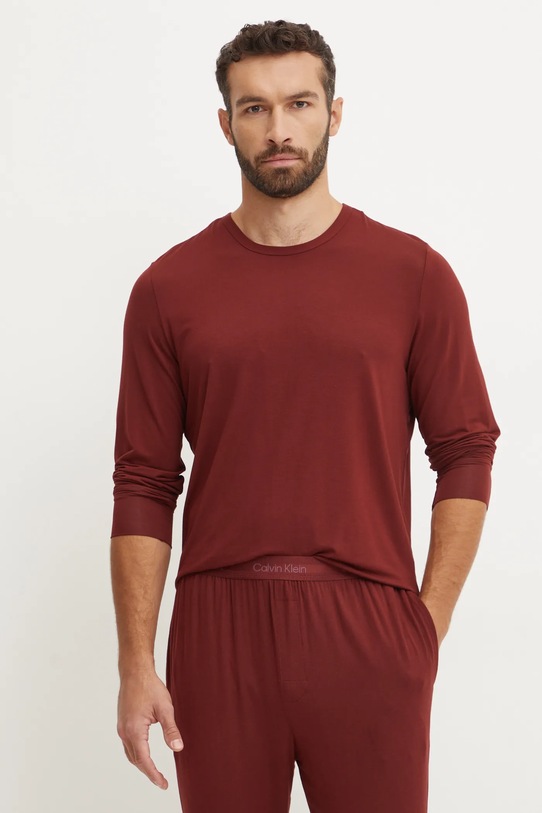 Pyžamové tričko s dlouhým rukávem Calvin Klein Underwear vrchní červená 000NM2234E