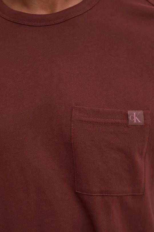 Pyžamové tričko s dlouhým rukávem Calvin Klein Underwear hnědá 000NM2668E