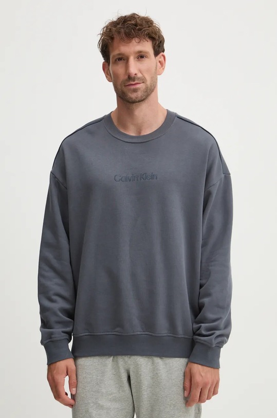 Bavlněná mikina Calvin Klein Underwear bez kapuce šedá 000NM2686E