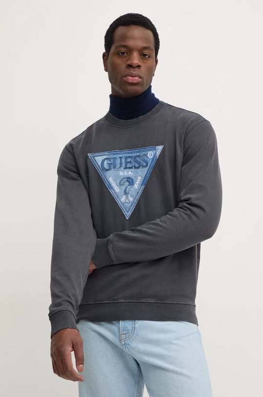 Хлопковая кофта Guess TRIANGLE хлопок серый M4BQ17.KCIF1
