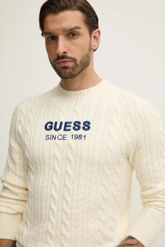 Guess sweter z domieszką wełny ELWYN beżowy M4BR11.Z3HA2