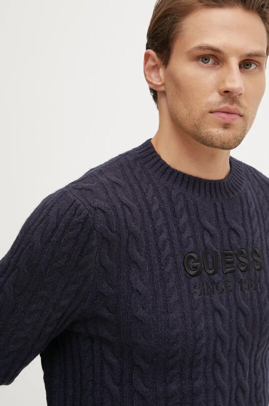 Guess sweter z domieszką wełny ELWYN granatowy M4BR11.Z3HA2