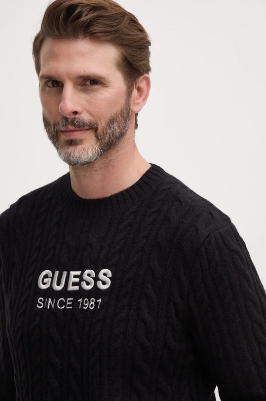 Sveter s prímesou vlny Guess ELWYN čierna M4BR11.Z3HA2