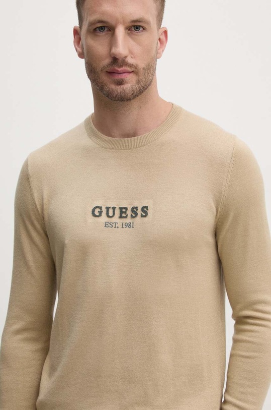 Svetr z vlněné směsi Guess DORAN béžová M4YR04.Z3052