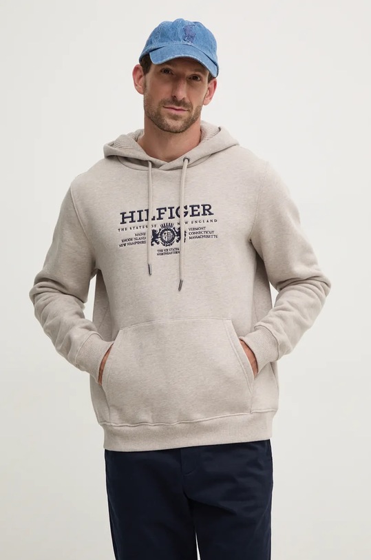 Βαμβακερή μπλούζα Tommy Hilfiger με κουκούλα γκρί MW0MW35527
