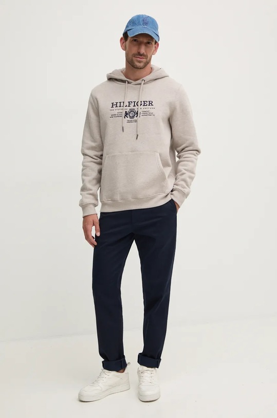 Βαμβακερή μπλούζα Tommy Hilfiger MW0MW35527 γκρί AW24