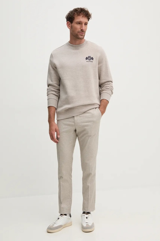 Bavlněná mikina Tommy Hilfiger MW0MW35528 béžová AW24