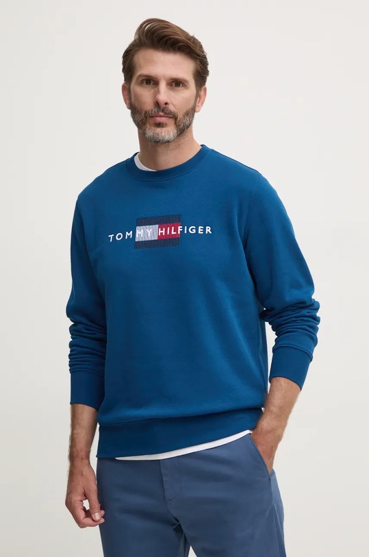 Dukserica Tommy Hilfiger natpis mornarsko plava MW0MW35541