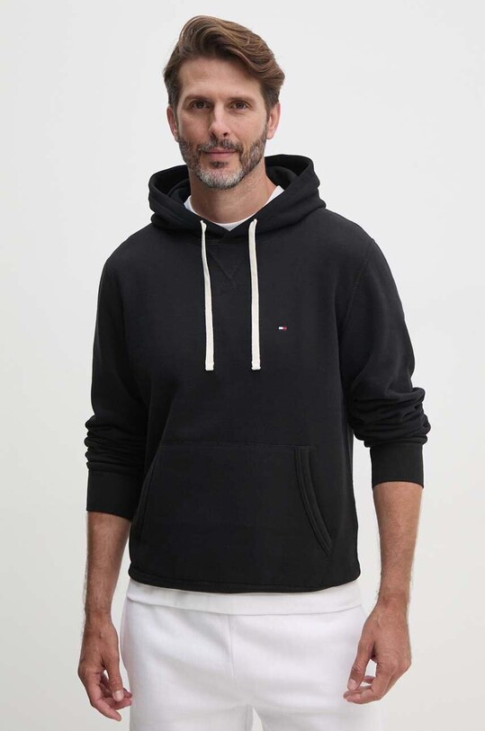 Mikina Tommy Hilfiger s kapucňou čierna MW0MW37230