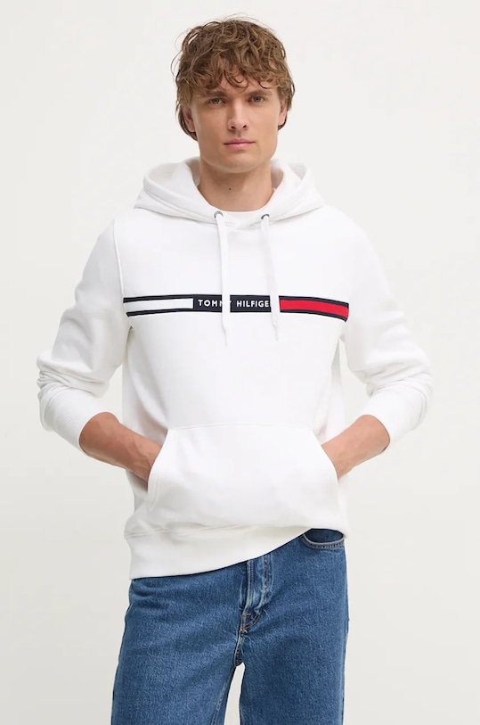 Mikina Tommy Hilfiger s kapucňou biela MW0MW37361