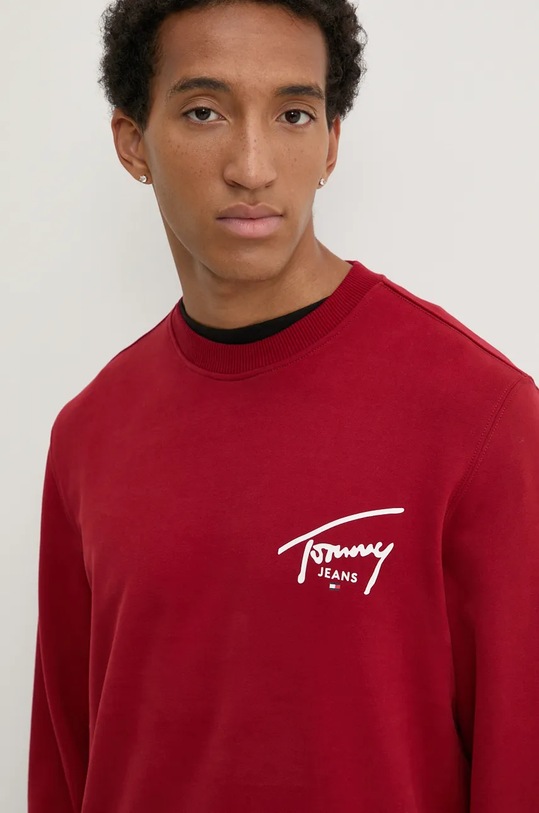 Bavlněná mikina Tommy Jeans červená DM0DM19230
