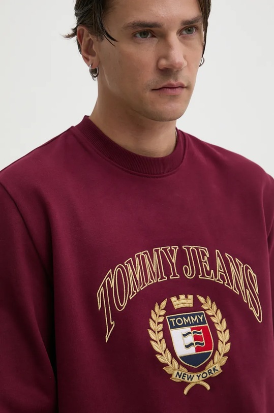 Bavlněná mikina Tommy Jeans burgundské DM0DM19755