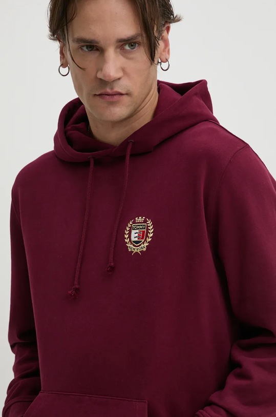 Bavlněná mikina Tommy Jeans burgundské DM0DM19762