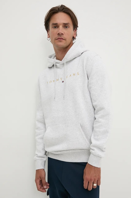 Суичър Tommy Jeans с качулка сив DM0DM20503