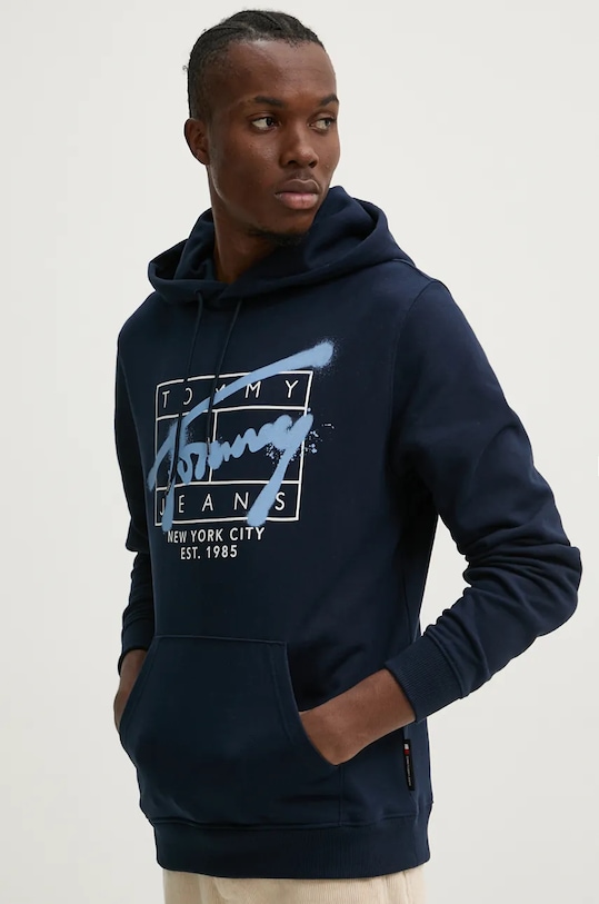 Pamučna dukserica Tommy Jeans mornarsko plava DM0DM20593