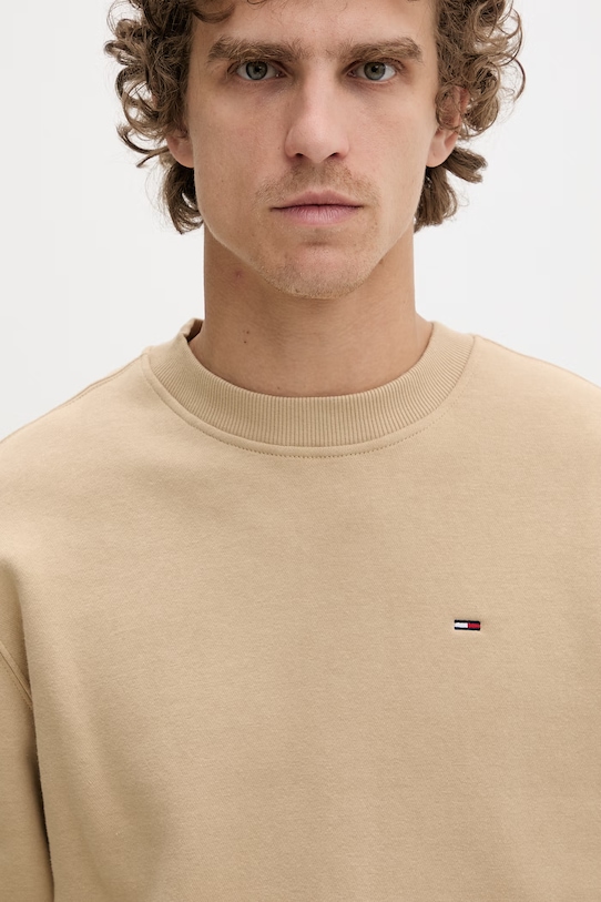 Tommy Jeans bluza męska z bawełną beżowy DM0DM20741