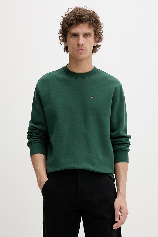 Tommy Jeans bluza męska z bawełną zielony DM0DM20741