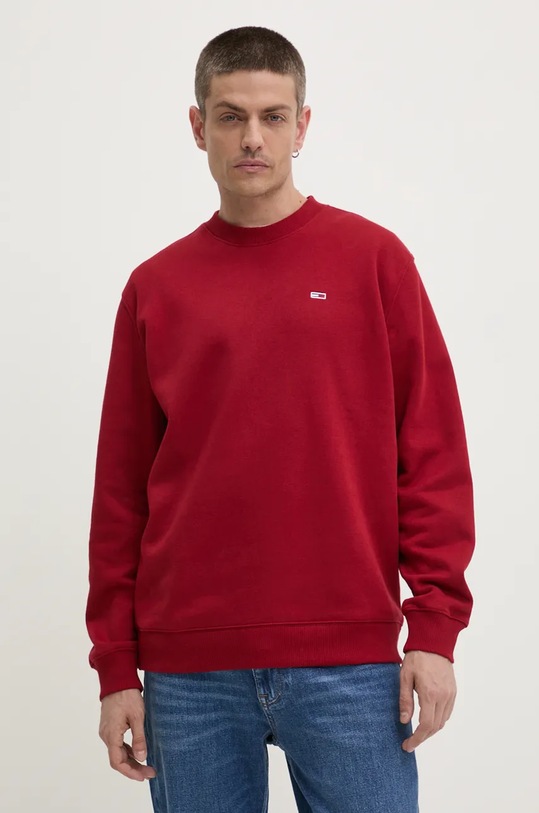 Tommy Jeans Hanorac bărbați cu bumbac uni burgundia DM0DM20741