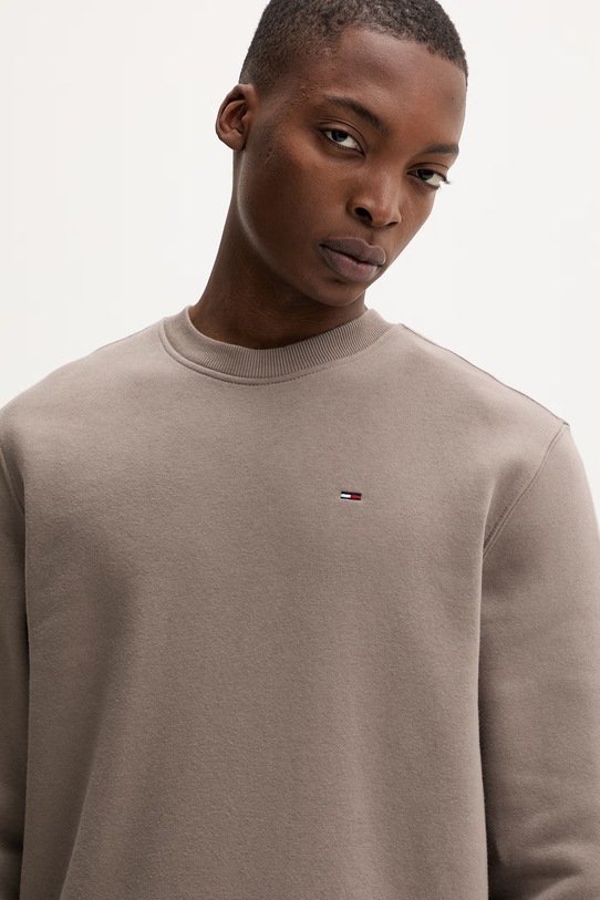 Tommy Jeans bluza męska z bawełną brązowy DM0DM20741