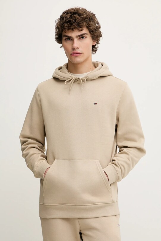 Суичър Tommy Jeans с качулка бежов DM0DM20742
