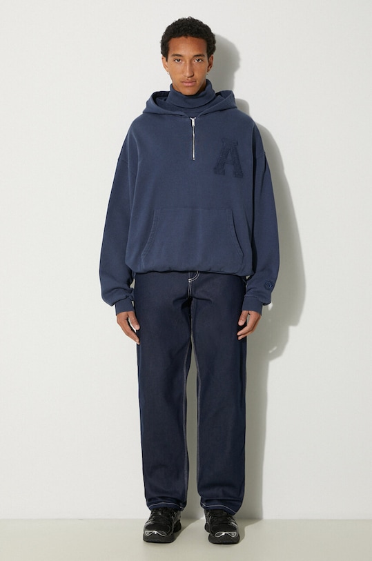 Bavlněná mikina AMBUSH Collar Rib Sweatshirt Insignia BMBB004F24FLE0014545 modrá AW24