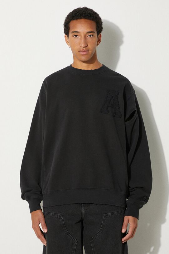 AMBUSH hanorac de bumbac Hole Sweatshirt imprimeu negru BMBA004F24FLE0011010