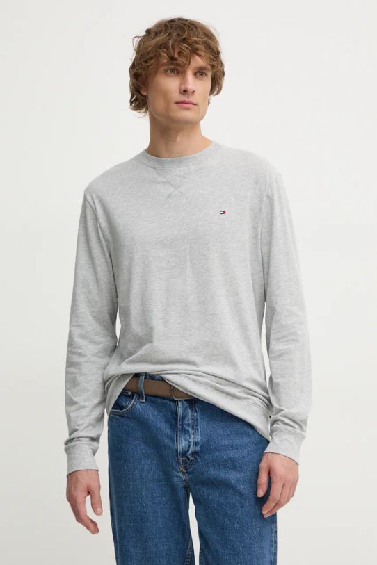 Tričko s dlouhým rukávem Tommy Hilfiger hladký šedá UM0UM03366