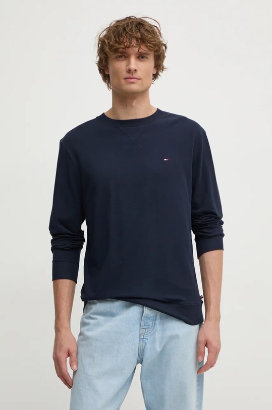 Majica dugih rukava Tommy Hilfiger bez uzorka mornarsko plava UM0UM03366