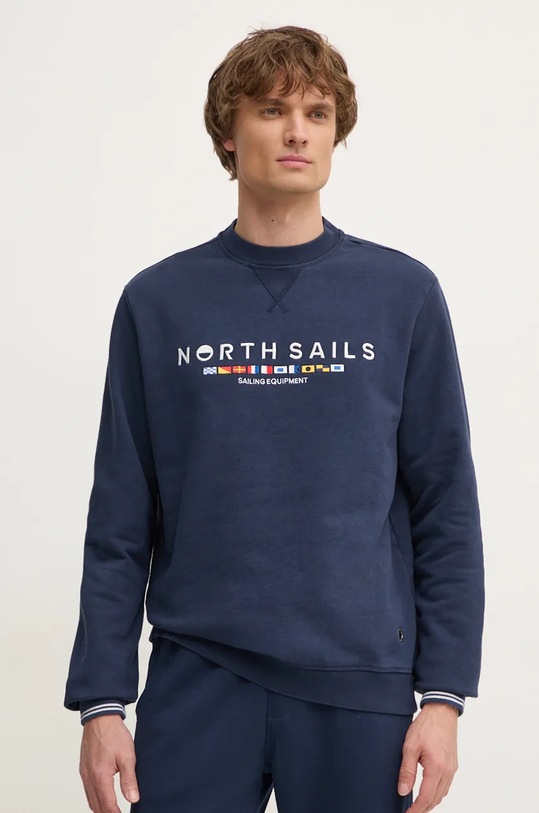 Bavlněná mikina North Sails bez kapuce modrá 691279