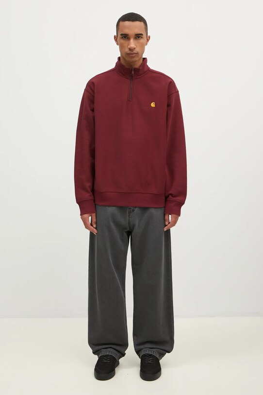Carhartt WIP felpa Half Zip American Script Sweat I027014.2BYXX granata