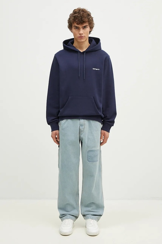 Carhartt WIP sweatshirt Hooded Script Embroidery Sweat I033658.2AHXX navy