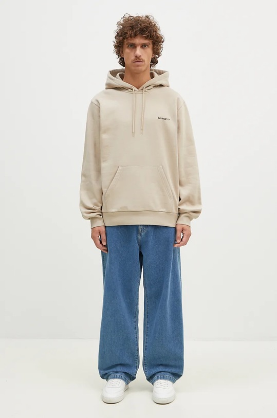 Carhartt WIP sweatshirt Hooded Script Embroidery Sweat I033658.AWXX beige