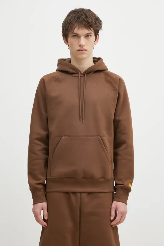 Суичър Carhartt WIP Hooded Chase Sweat изчистен кафяв I033661.218XX
