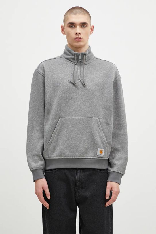 Mikina Carhartt WIP Luther Half Zip Sweat jednofarebný sivá I033990.2H9XX