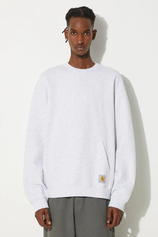 Βαμβακερή μπλούζα Carhartt WIP Billy Sweat λείο γκρί I034038.482XX