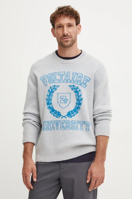 Вълнен пуловер ZADIG&VOLTAIRE меланж сив KMSW00715