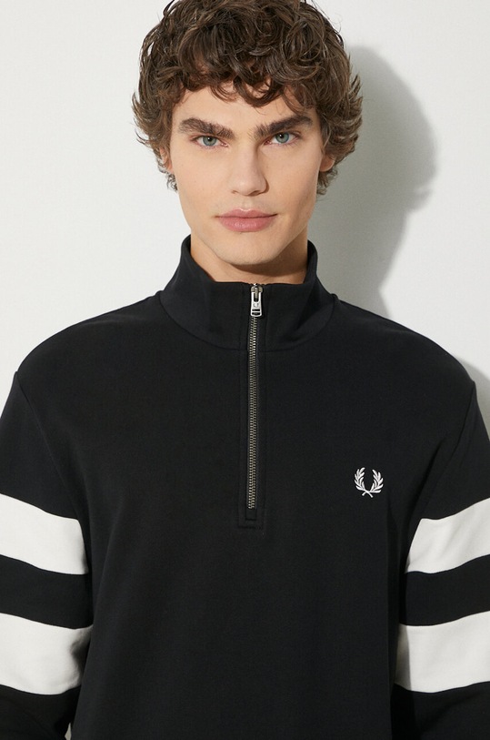 Fred Perry cotton sweatshirt Tipped Sleeve Half Zip Sweat M5545.102 black