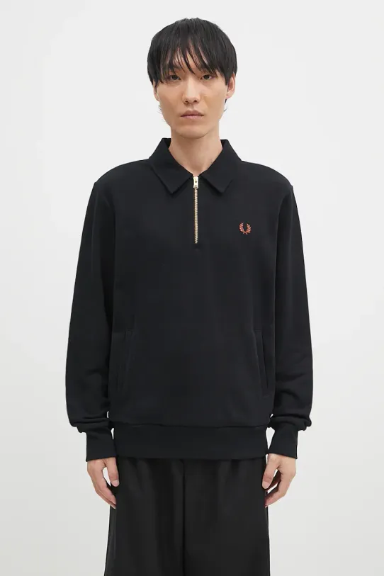 Fred Perry cotton sweatshirt Half Zip Sweatshirt cotton black M8604.102