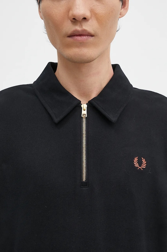 Fred Perry cotton sweatshirt Half Zip Sweatshirt black M8604.102