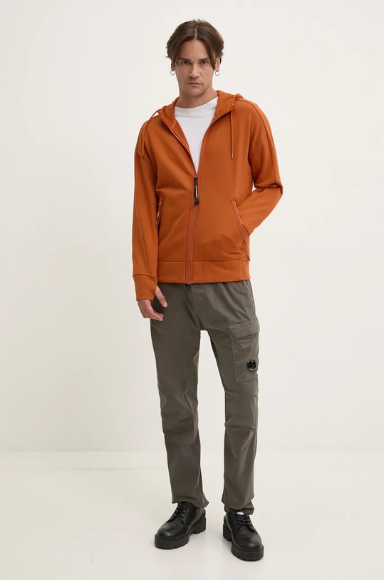 C.P. Company bluza bawełniana Diagonal Raised Fleece Goggle Zipped 17CMSS028A005086W pomarańczowy AW24