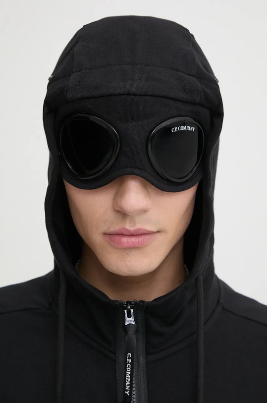 Bavlněná mikina C.P. Company Diagonal Raised Fleece Goggle Zipped 17CMSS028A005086W černá