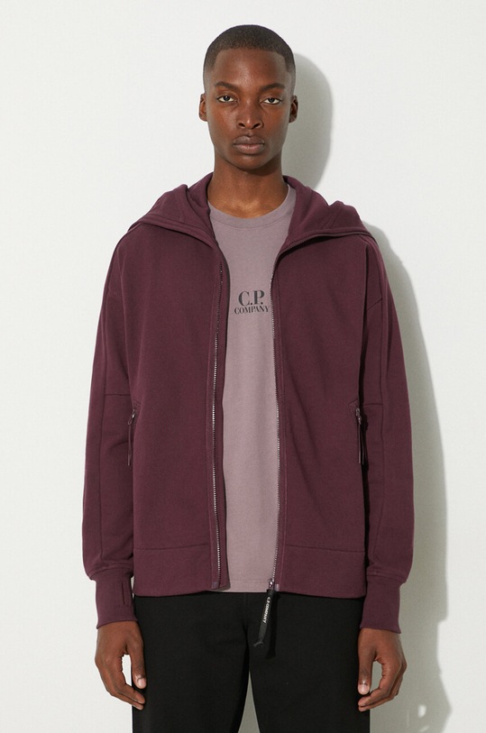 C.P. Company cotton sweatshirt Diagonal Raised Fleece Goggle Zipped cotton violet 17CMSS141A005086W