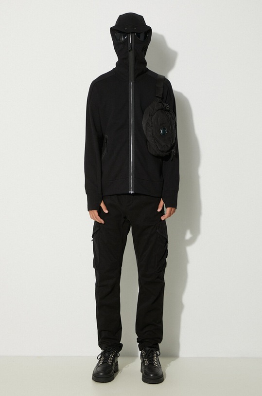 C.P. Company bluza bawełniana Diagonal Raised Fleece Goggle Zipped 17CMSS141A005086W czarny AW24
