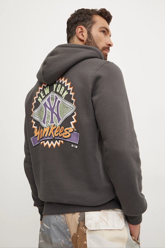 Кофта 47 brand MLB New York Yankees с капюшоном серый BB017PMDDFH634144GH