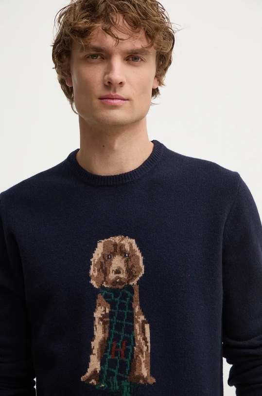 Hackett London maglione in lana blu navy HM703259