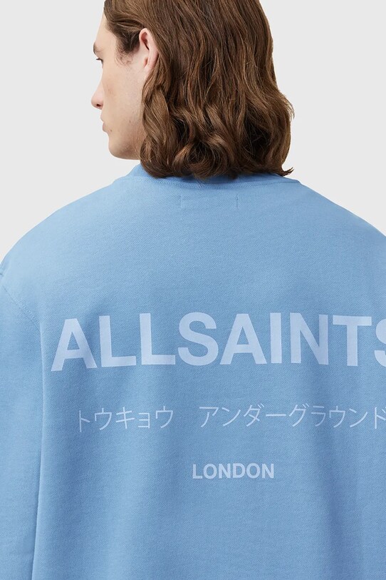 Odzież AllSaints bluza bawełniana UNDERGROUND M033NB niebieski